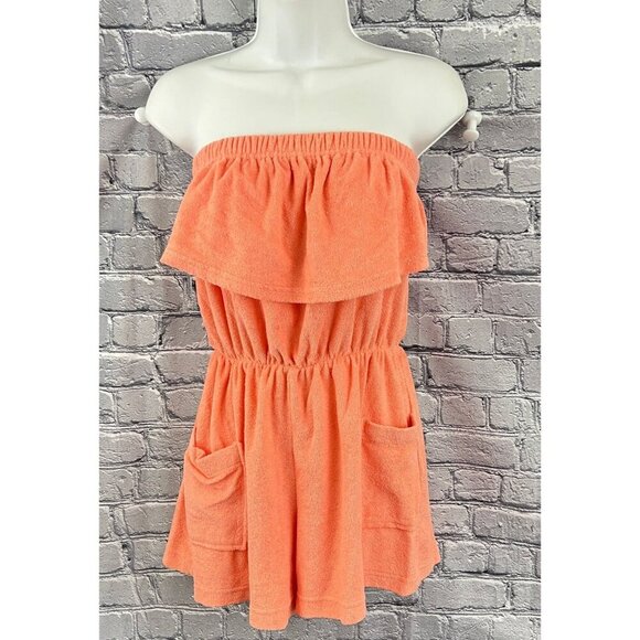 VTG Gloria's Fashions Terry Cloth Tube Top Romper Cover Up Shorts L 80s Beach - Picture 1 of 10
